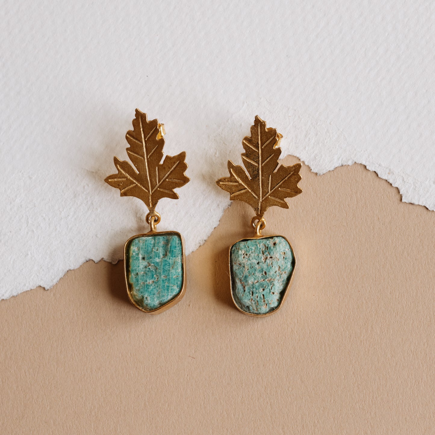 The Amazonite Leaf Earrings