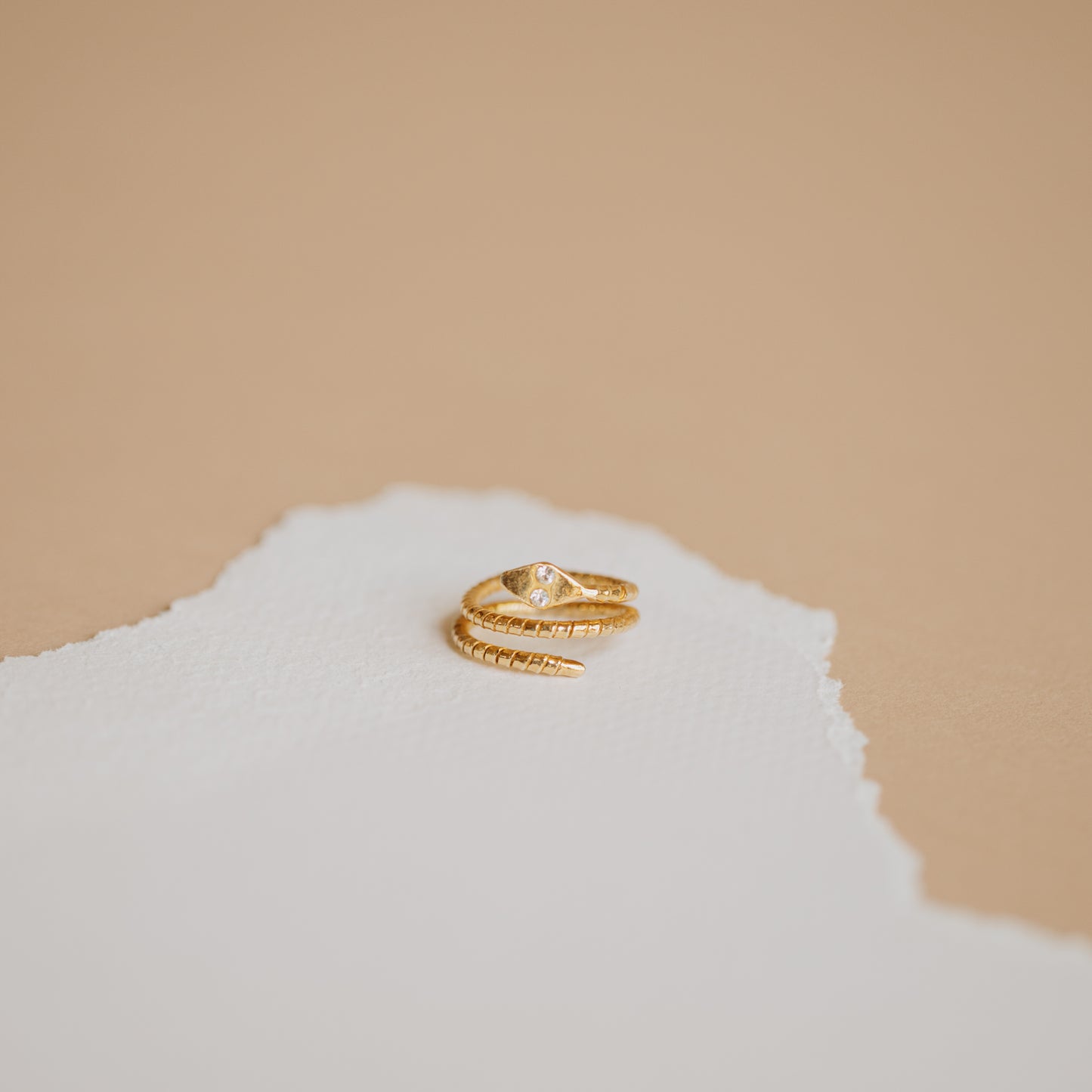 Gold Twisted Shiny Snake Ring