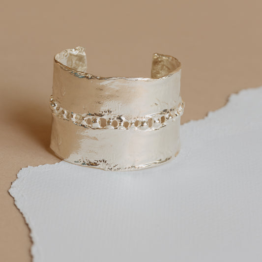 Maxi Silver Lined Grains Bracelet (by order)