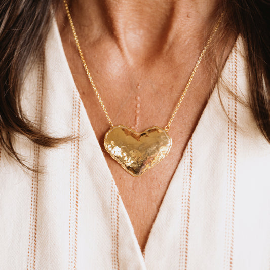 Gold Melted Heart Necklace