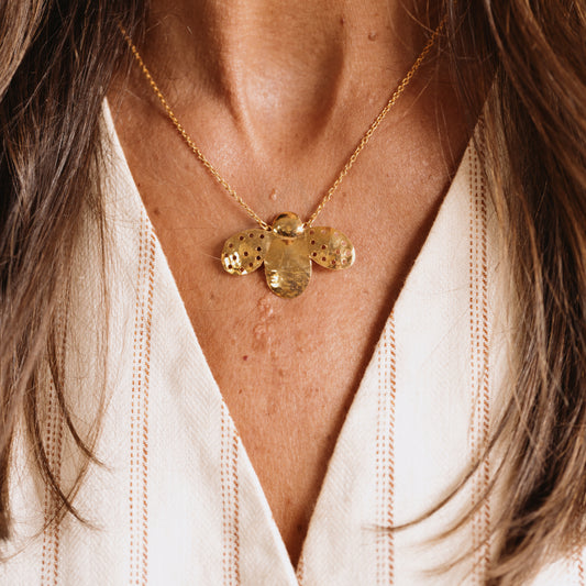 Gold Punctured Bee Necklace