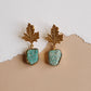 The Blue Stone Leaf Earrings