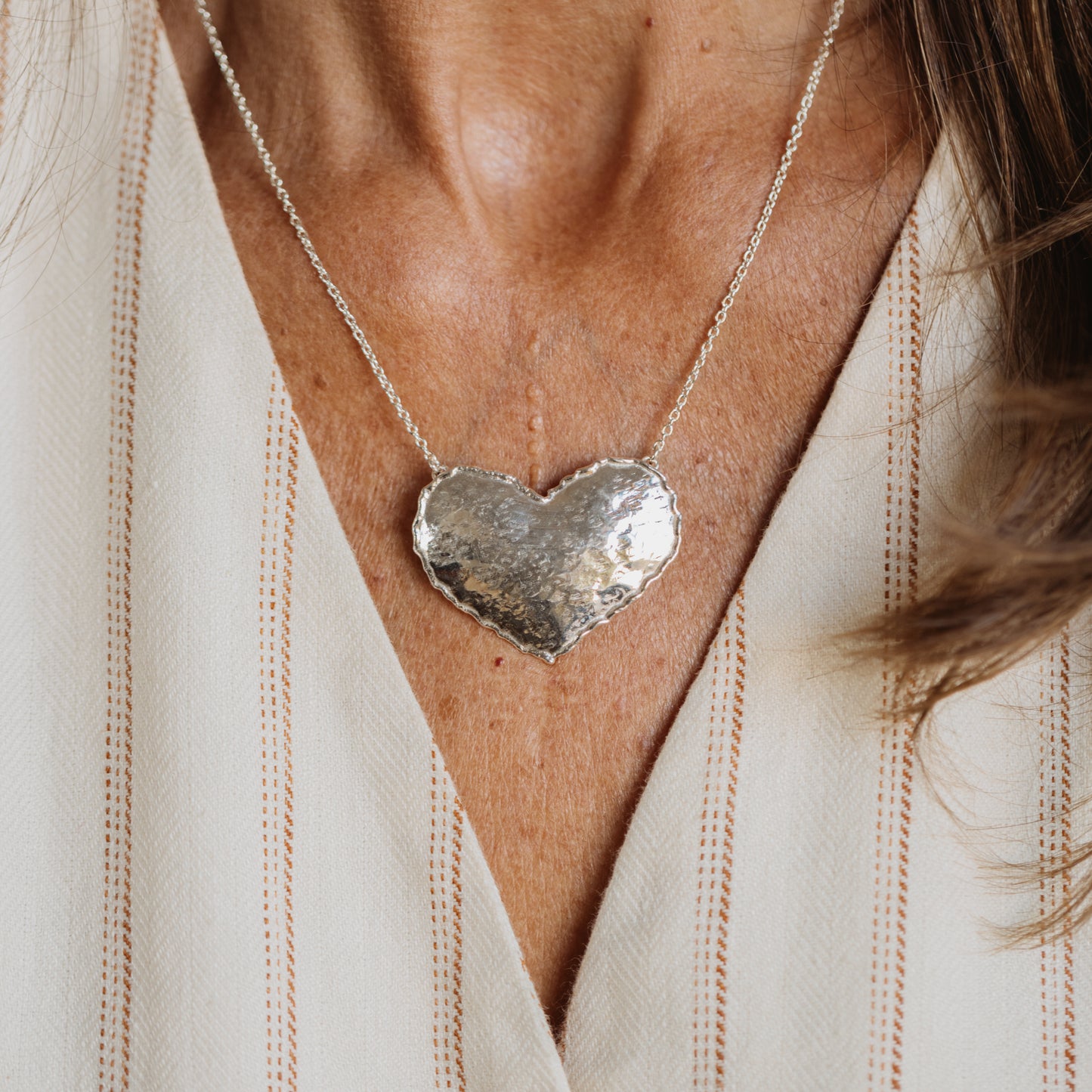 Silver Melted Heart Necklace