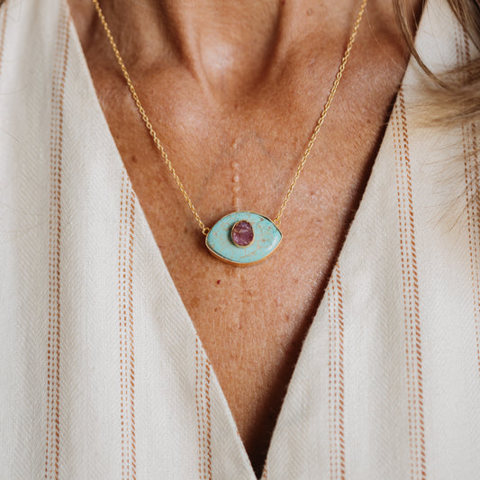 The Blue & Pink Eye Necklace