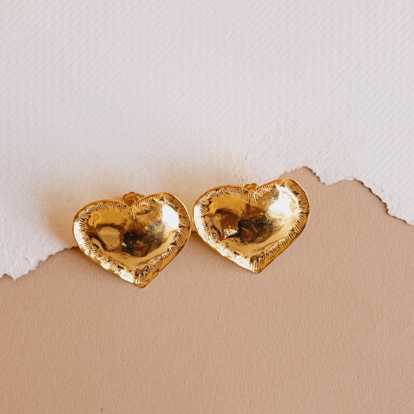 The Gold Pillow Heart Earrings