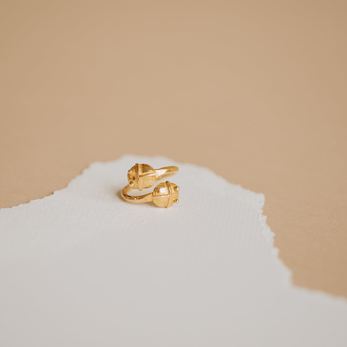 Gold Two Baby Scarabs Ring