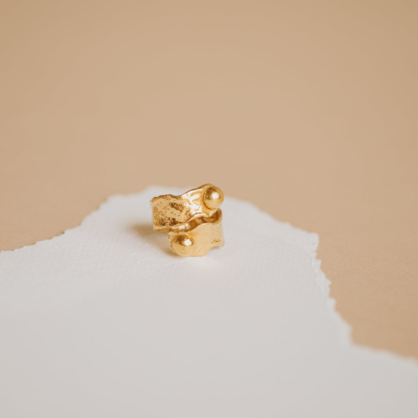 Gold Twisted Two Dott Ring