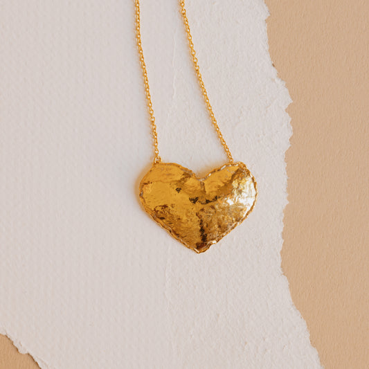 Gold Melted Heart Necklace