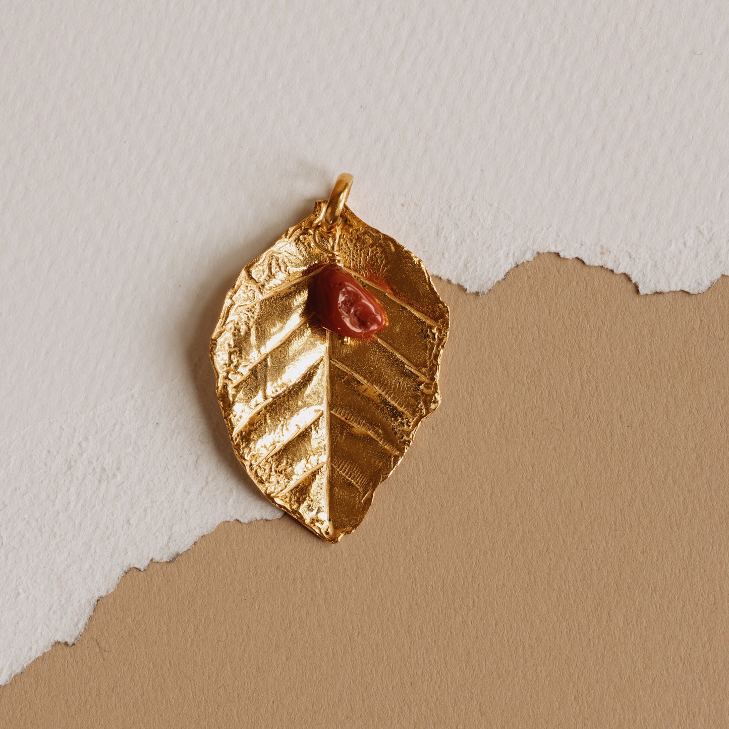 Gold Red Stone Leaf