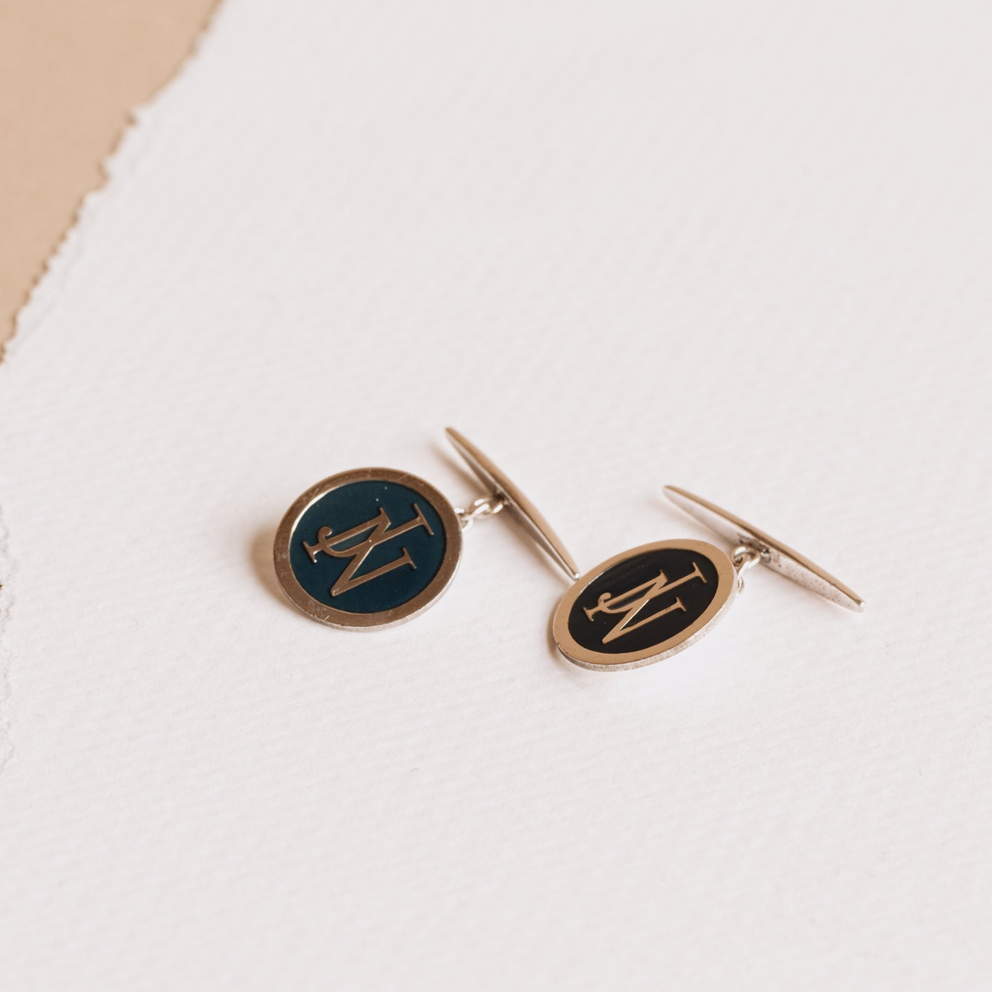 The Blue Background Engraved Cufflinks