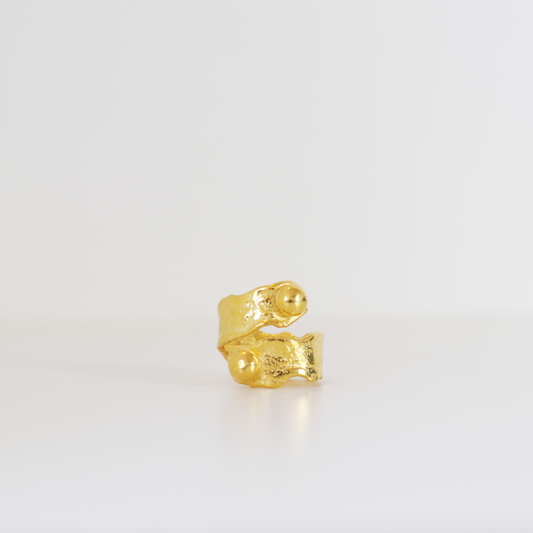 Gold Twisted Two Dott Ring