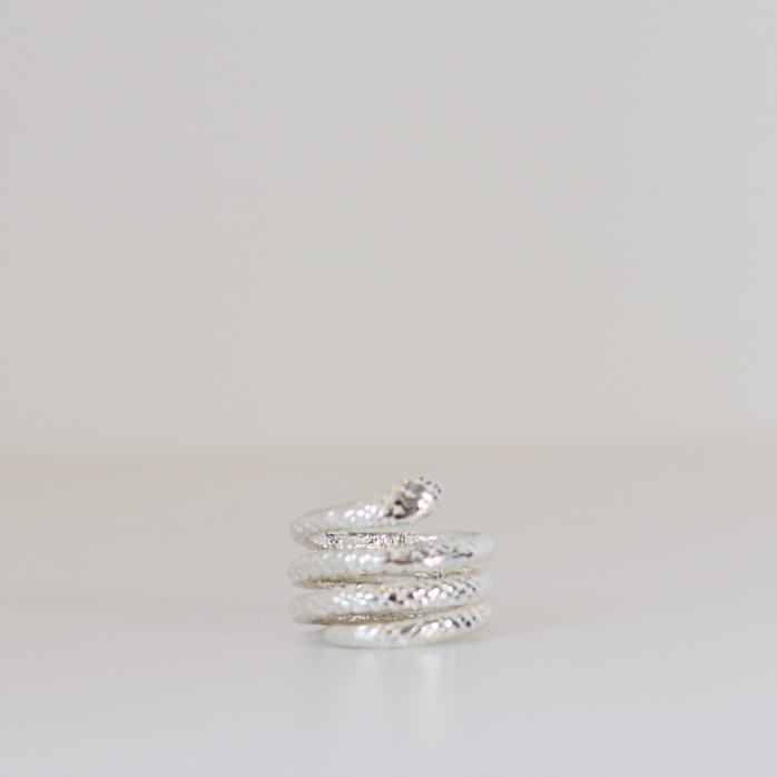 Silver Twisted Snake Ring