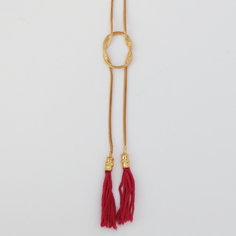 Red Tassels Knotted Necklace