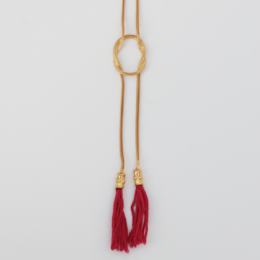 Red Tassels Knotted Necklace